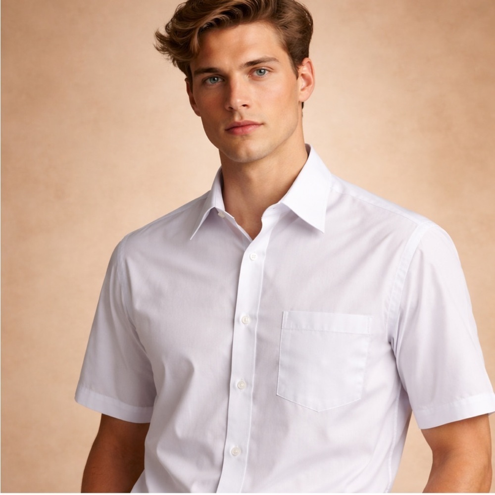 Puritan Wrinkle Free Short Sleeve Button Down Shirt Size 16 Light Blue